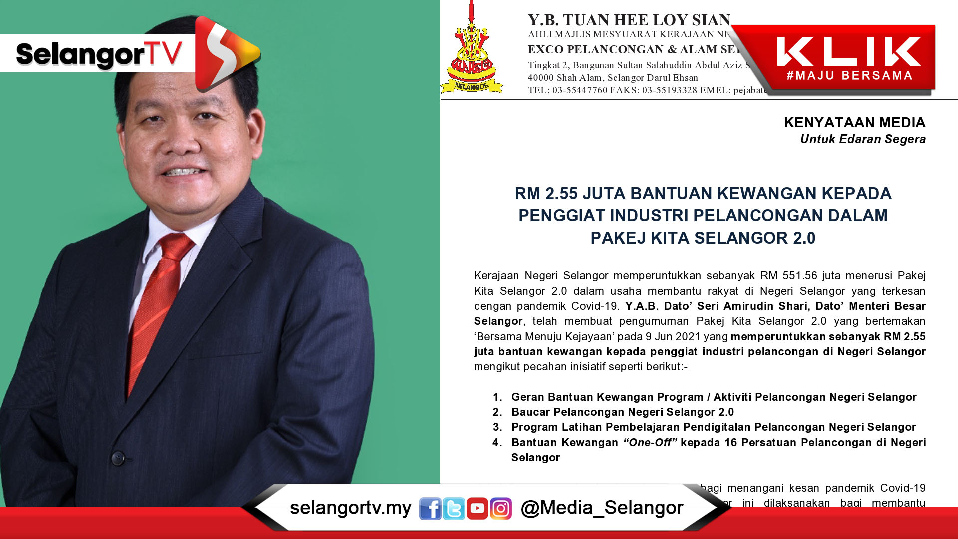 Rm1 Juta Baucar Pelancongan Selangor 2 0 16 Penggiat Industri Terima Bantuan Selangortv